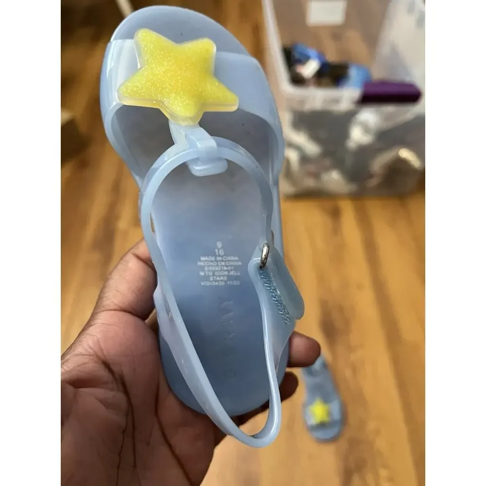 Old Navy Girls Jelly Sandals Blue w/ Yellow Star Charm Size 9 Summer Shoes